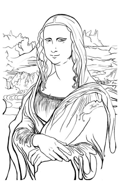 Desenhos de Pinte o Retrato de Mona Lisa para colorir