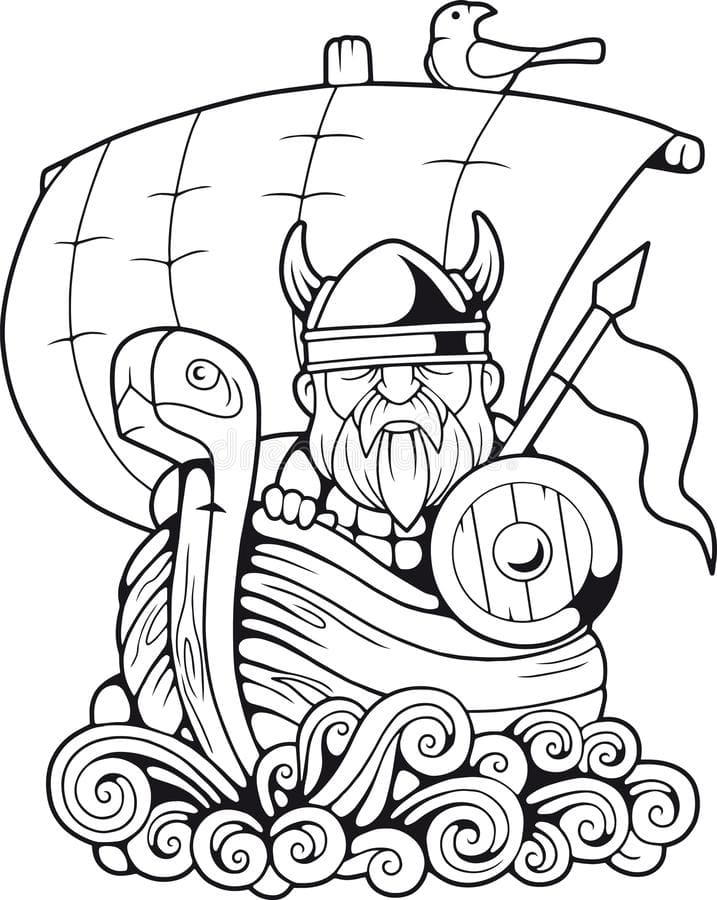 Viking Básico no Barco para colorir
