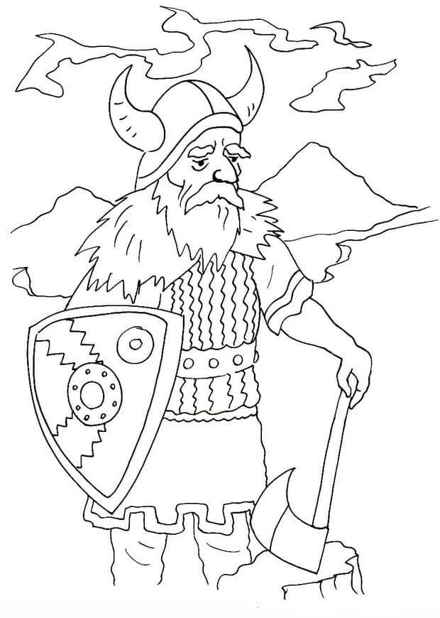 Desenhos de Viking Com Bela Paisagem para colorir