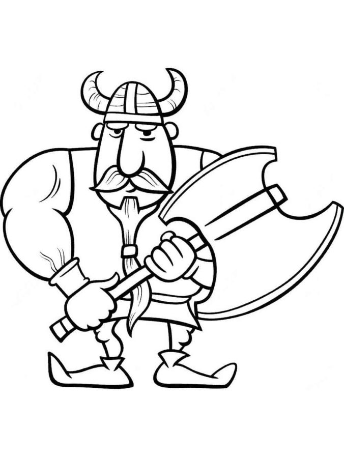 Desenhos de Viking Com Um Machado para colorir