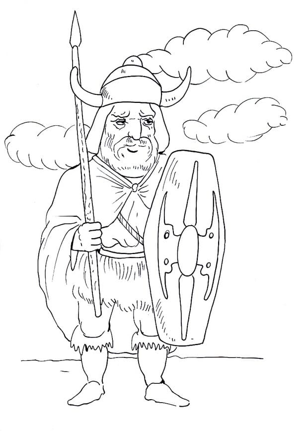 Desenhos de Viking Com Uma Lança para colorir
