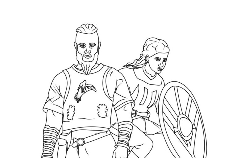 Viking Ragnar e Lagertha para colorir