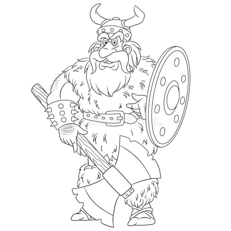Vikings de Desenho Animado Segurando Armas para colorir