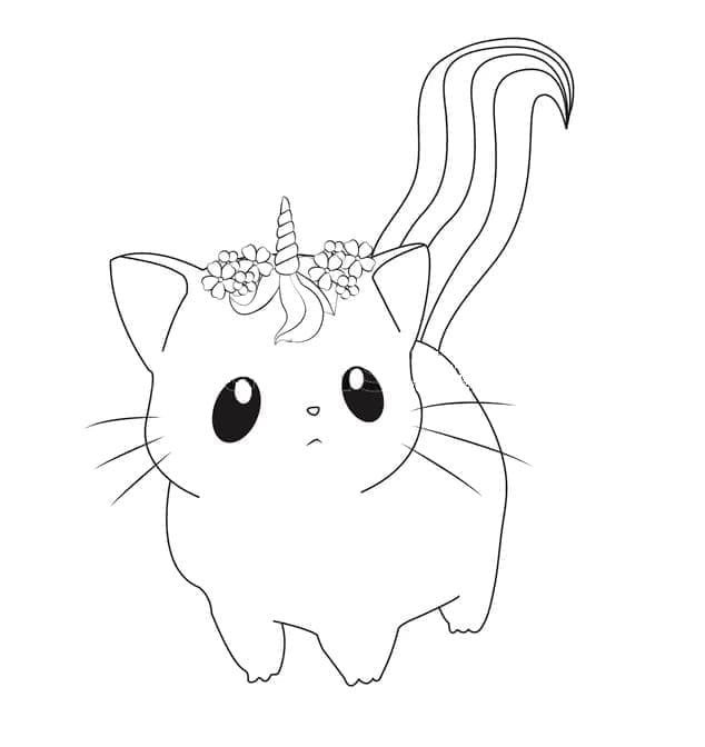 Desenho de gato unicórnio para colorir
