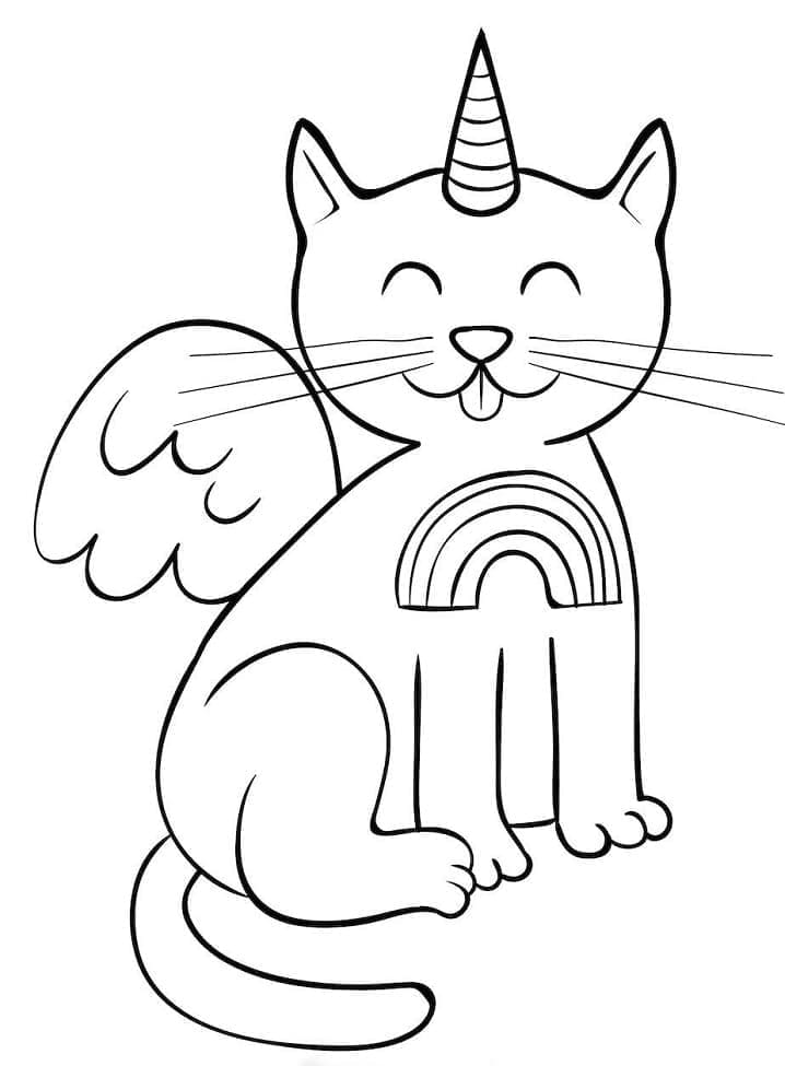 Gato Unicórnio Alado para colorir