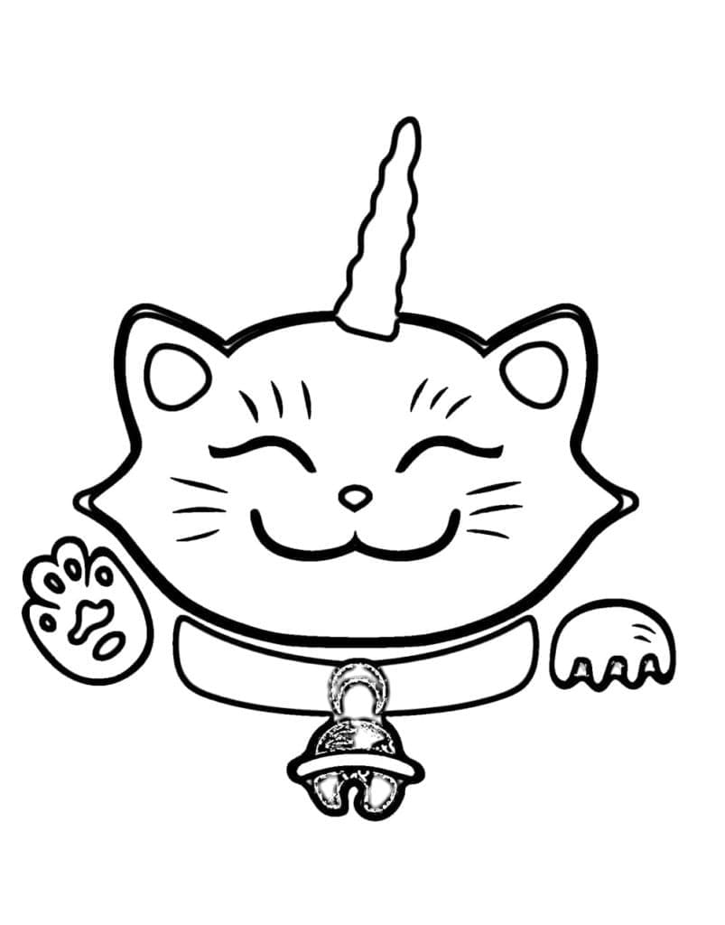 Desenhos de Gato Unicórnio Fofo para colorir