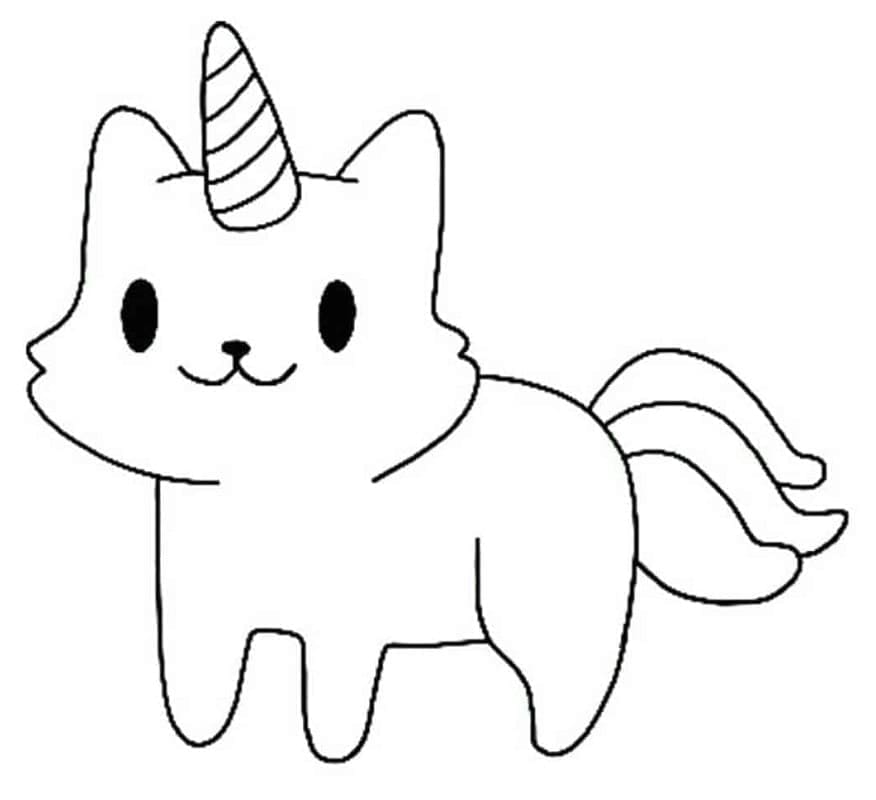 Desenhos de Gato Unicórnio Muito Simples para colorir