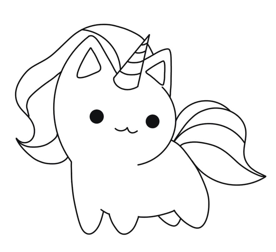 Desenhos de Gato unicórnio fácil para colorir