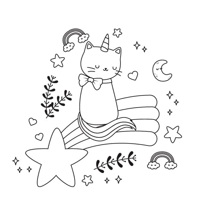 Desenhos de Gato unicórnio para impressão para colorir