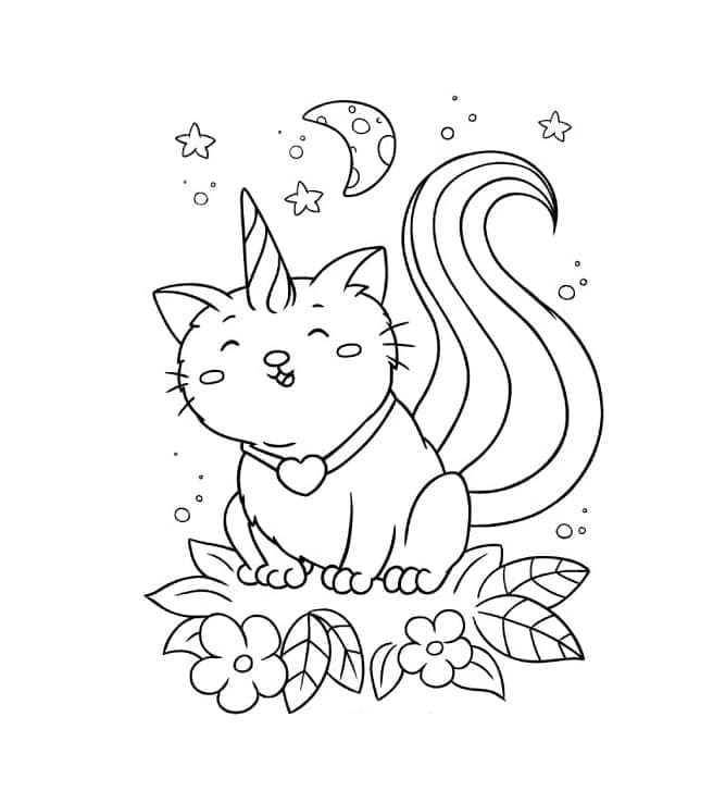 Imagem de gato unicórnio para colorir