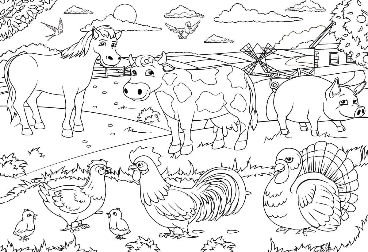 Desenhos de Animais da Fazenda para Imprimir para Crianças para colorir