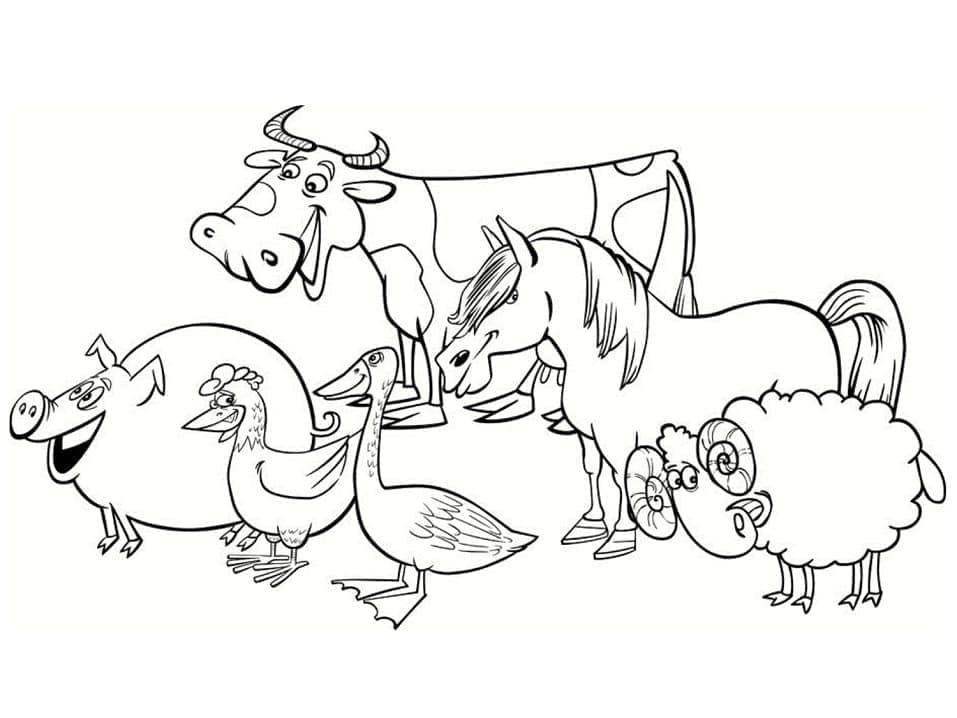 Desenhos de Animais de Fazenda Amigáveis para colorir
