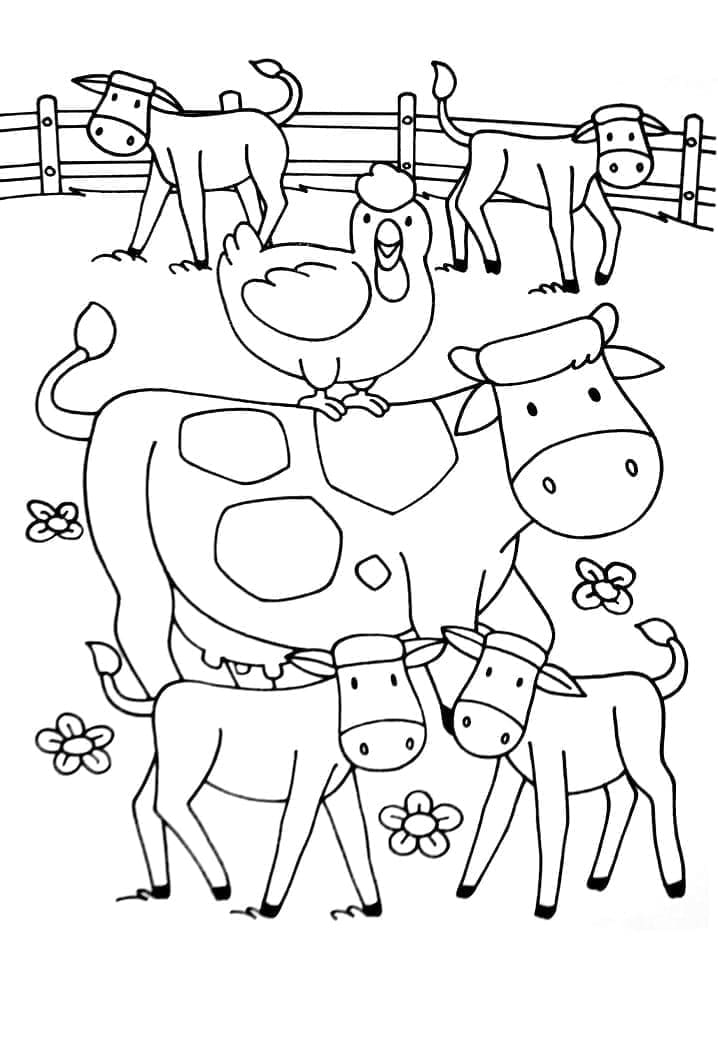 Desenhos de Animais de Fazenda Simples para colorir