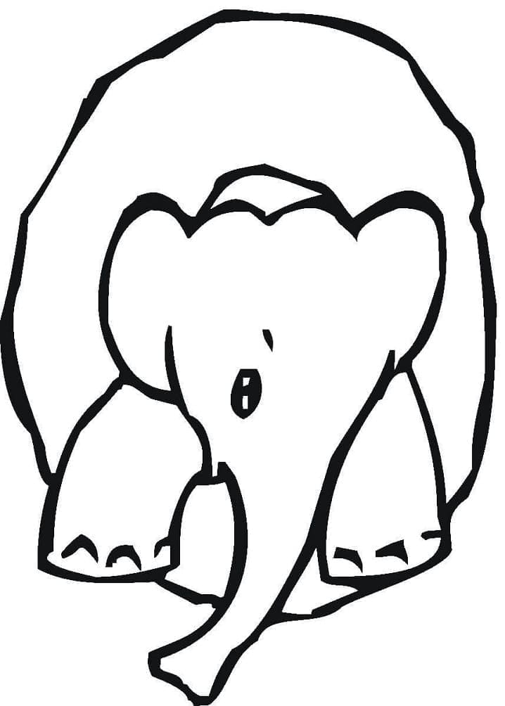 Desenhos de Elefante e Número 0 para colorir