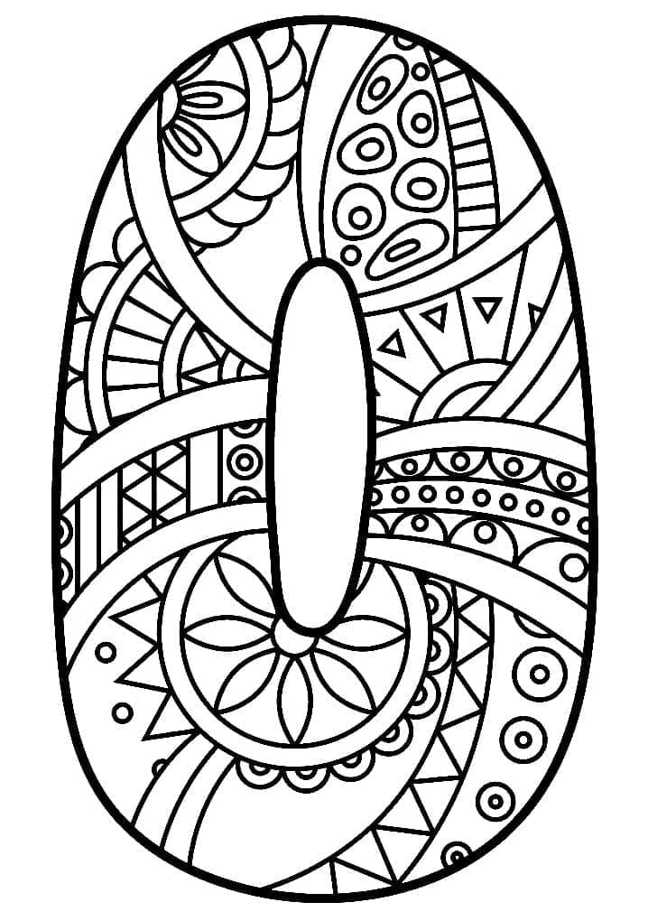 Desenhos de Número 0 Zentangle para colorir
