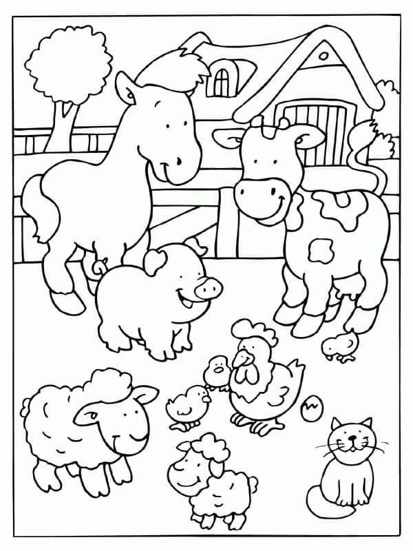 Desenhos de Pequenos animais da fazenda para colorir