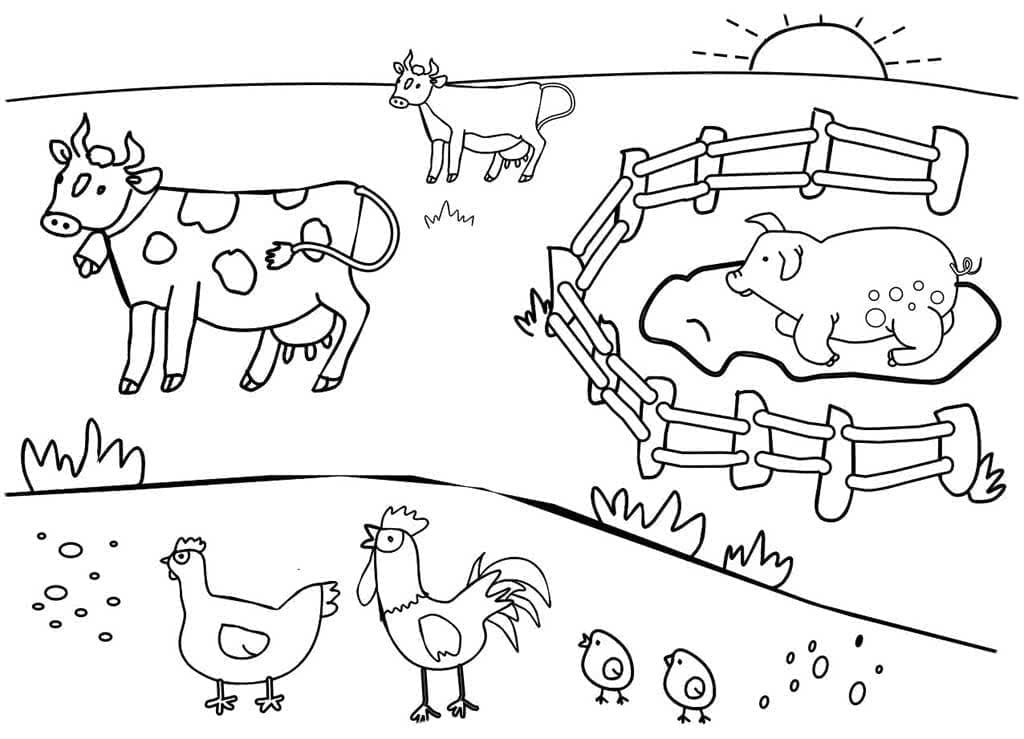 Desenhos de Pequenos animais fofos da fazenda para colorir