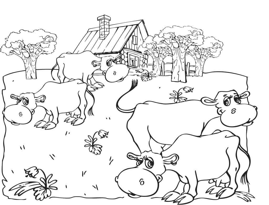 Desenhos de Vacas de fazenda para colorir