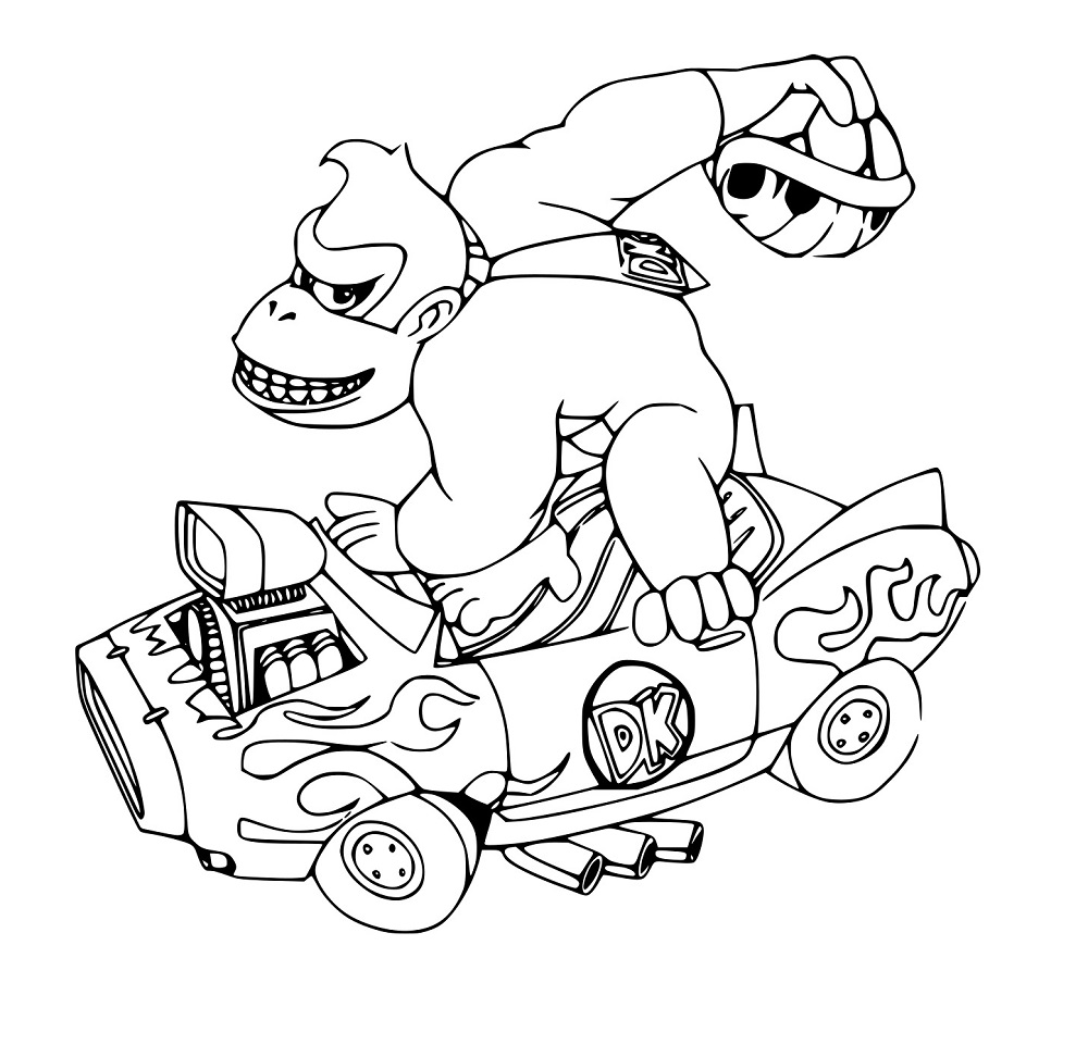 Desenhos de Donkey Kong no Kart para colorir