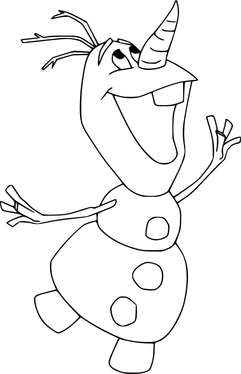 Feliz Olaf a dançar para colorir