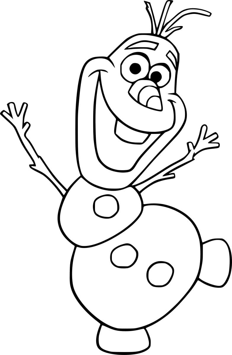 Feliz Olaf a saltar para colorir