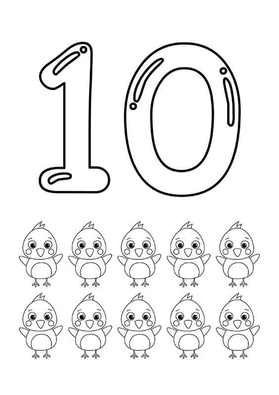Desenhos de Imagem do Número 10 para colorir
