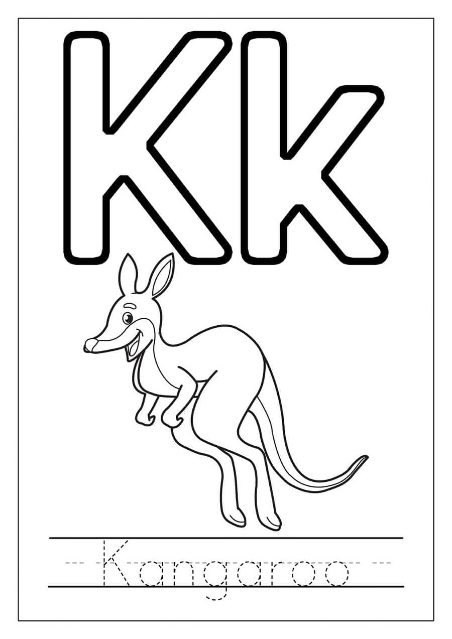 Letra K Canguru para colorir