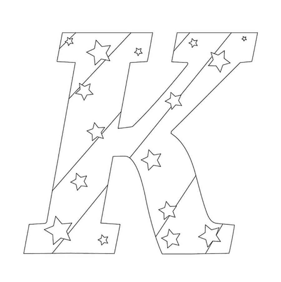 Desenhos de Letra K com estrelas para colorir
