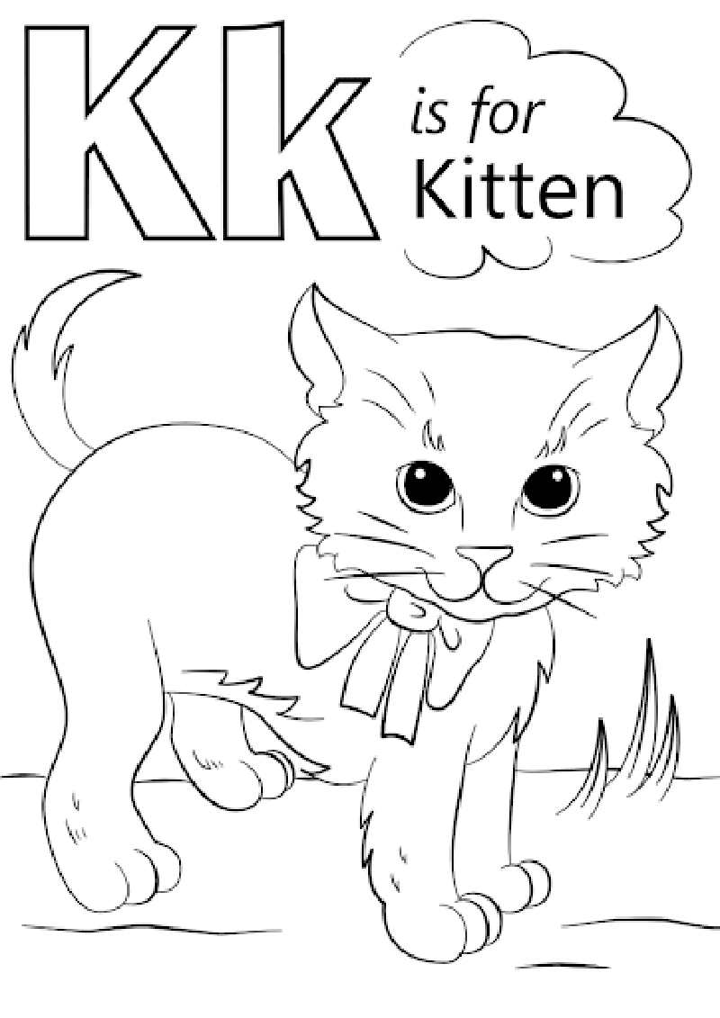 Desenhos de Letra K para gatinhos para colorir