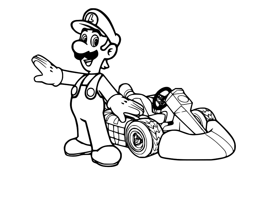 Luigi e Kart para colorir