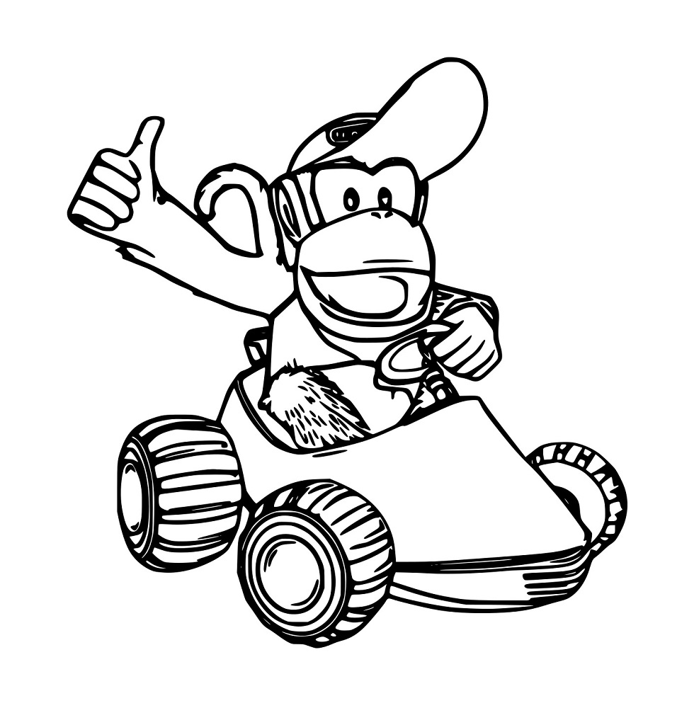 Macaco no Kart para colorir