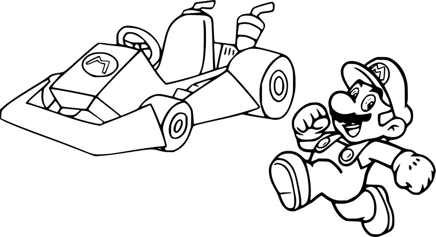 Mario e Kart para colorir