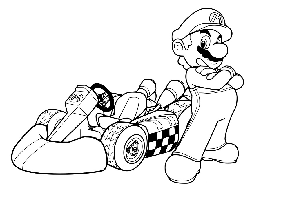 Desenhos de Mario e o seu lindo Kart para colorir