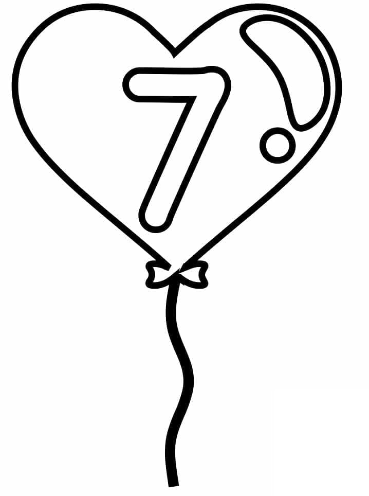 Desenhos de Número 7 em balão para colorir