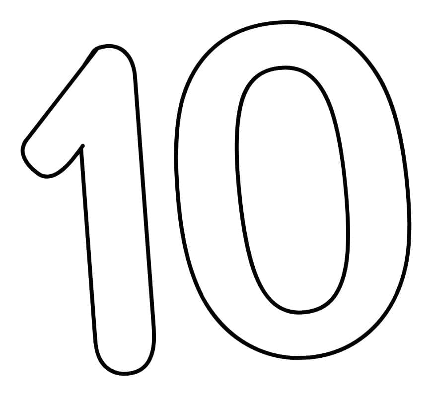 Número 10 (Dez) Para Colorir