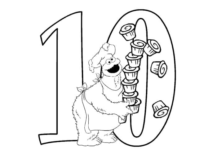 Desenhos de Número grátis 10 para colorir