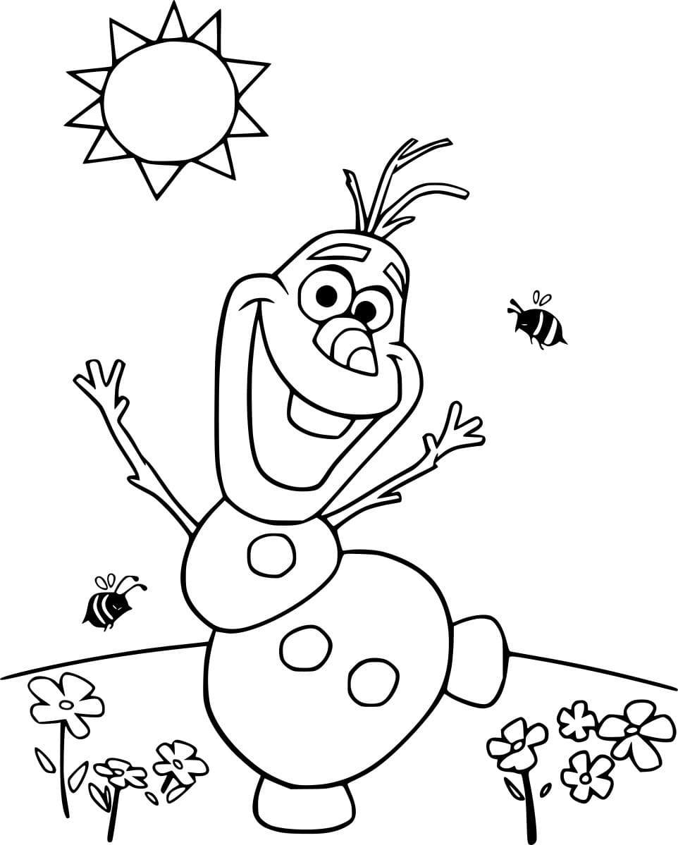 Desenhos de Olaf a sonhar com o verão para colorir