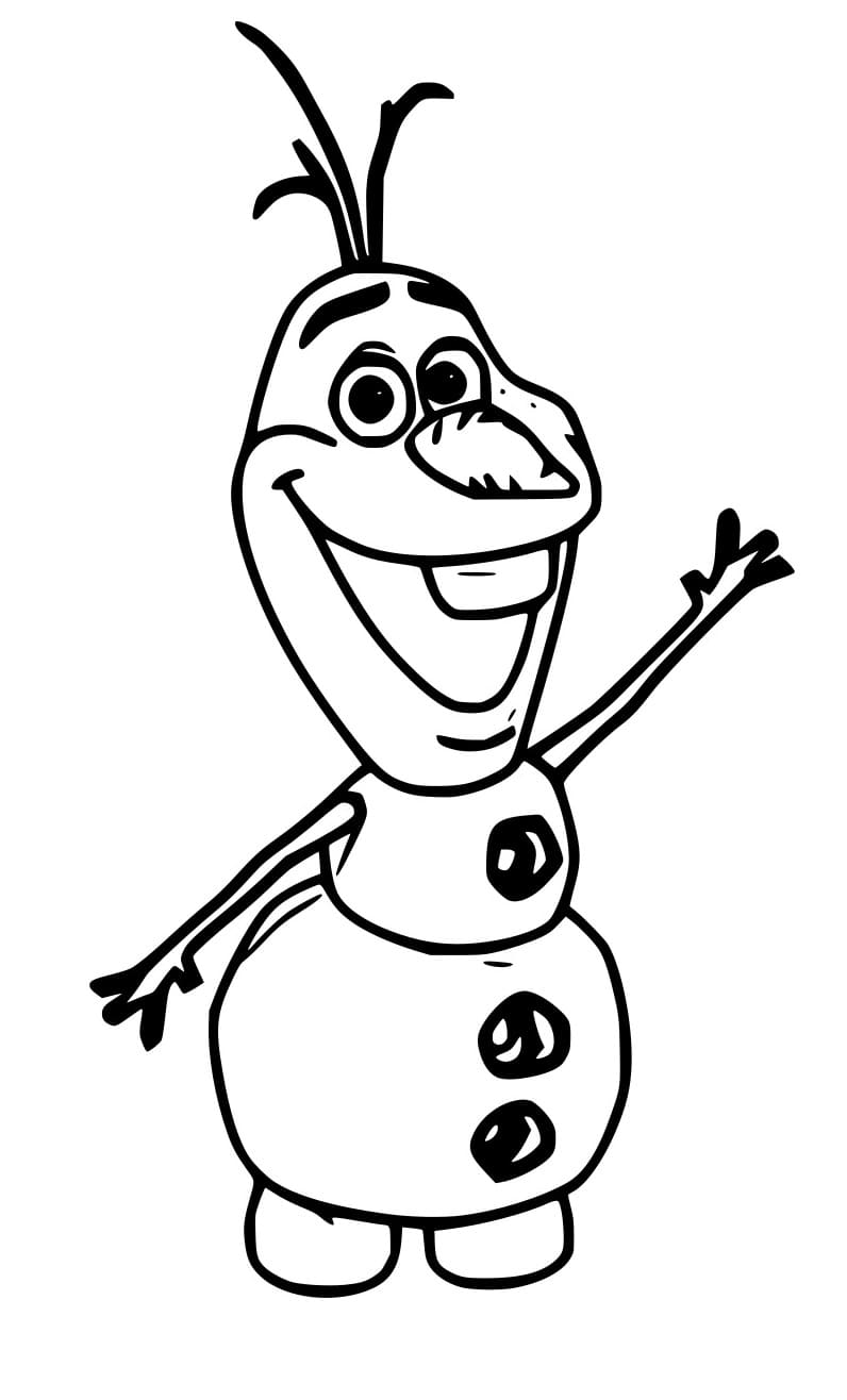 Desenhos de Olaf acenando com a mão para colorir
