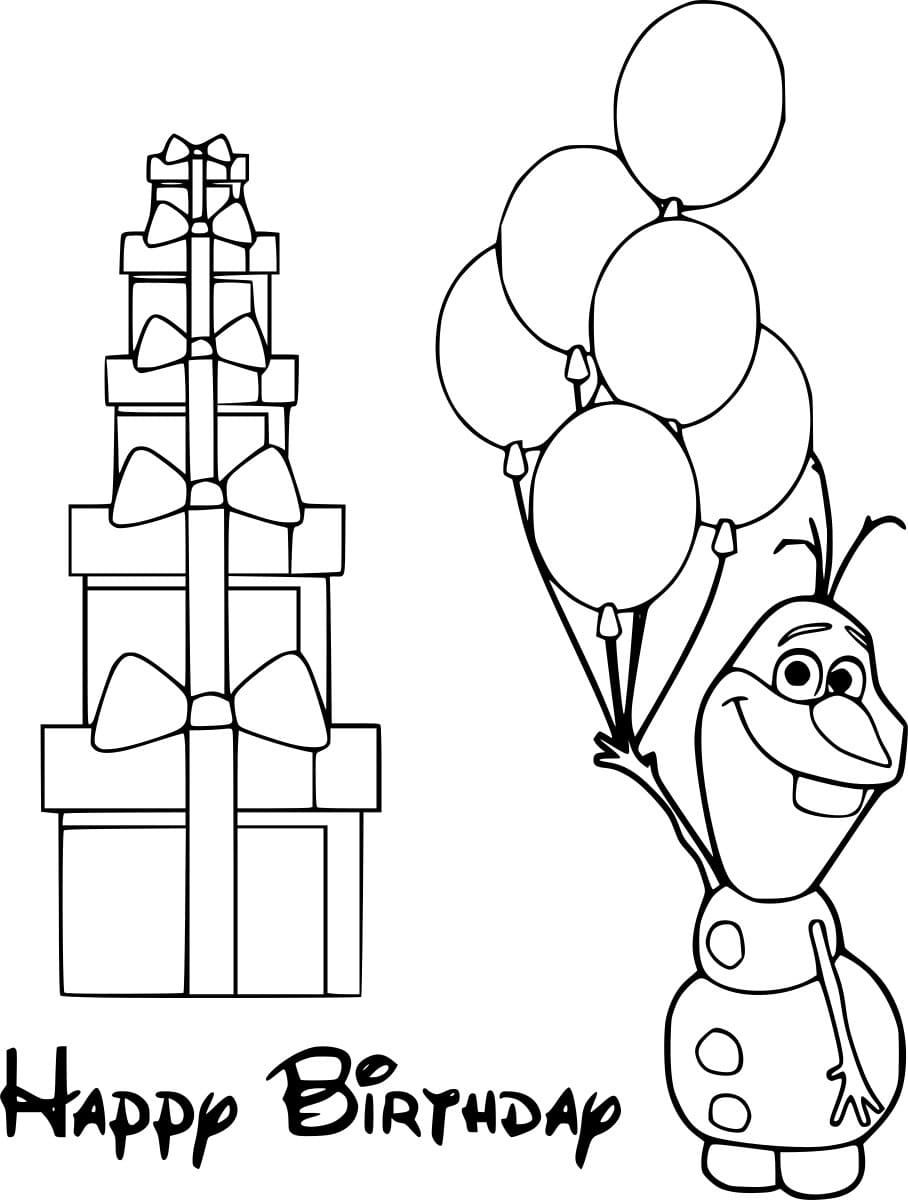 Desenhos de Olaf deseja feliz aniversário para colorir