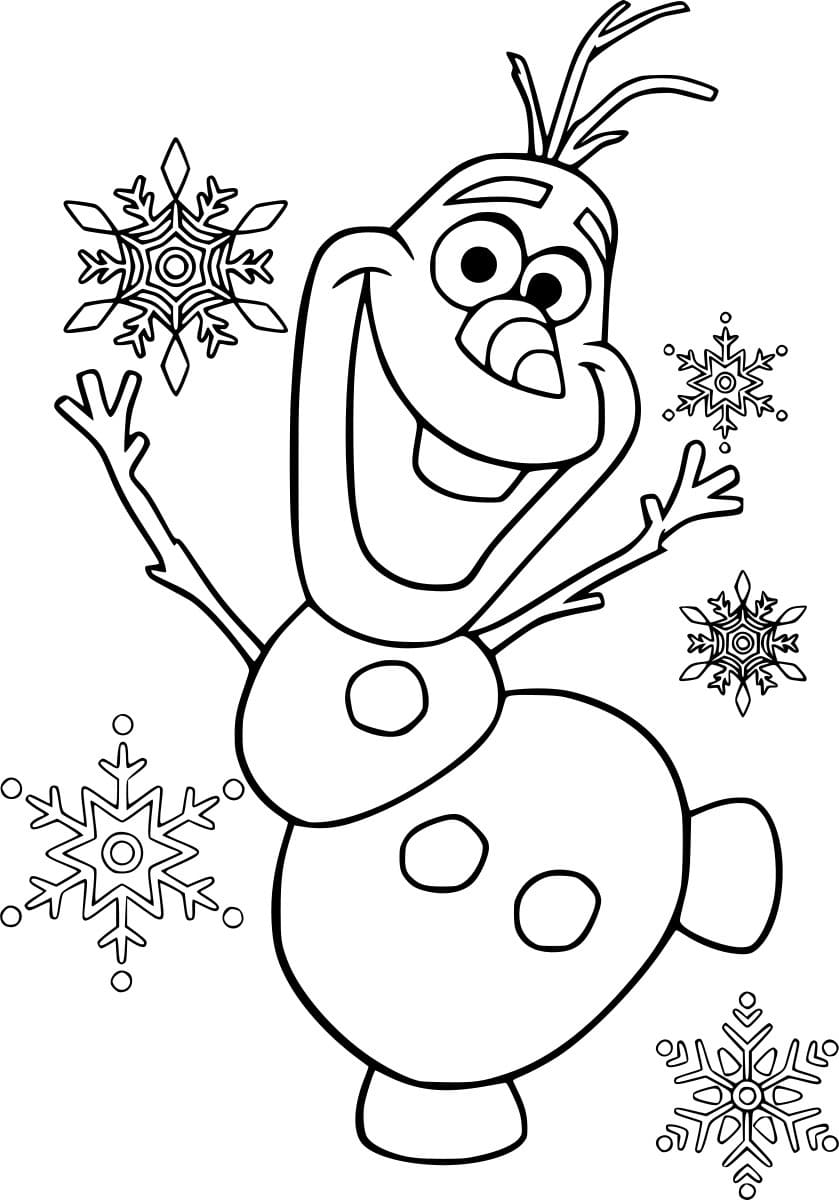 Olaf e flocos de neve para colorir