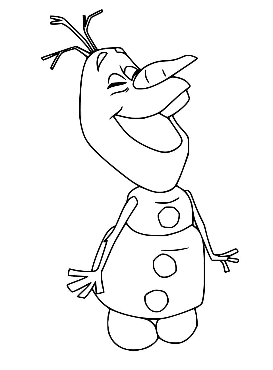 Olaf está a rir para colorir