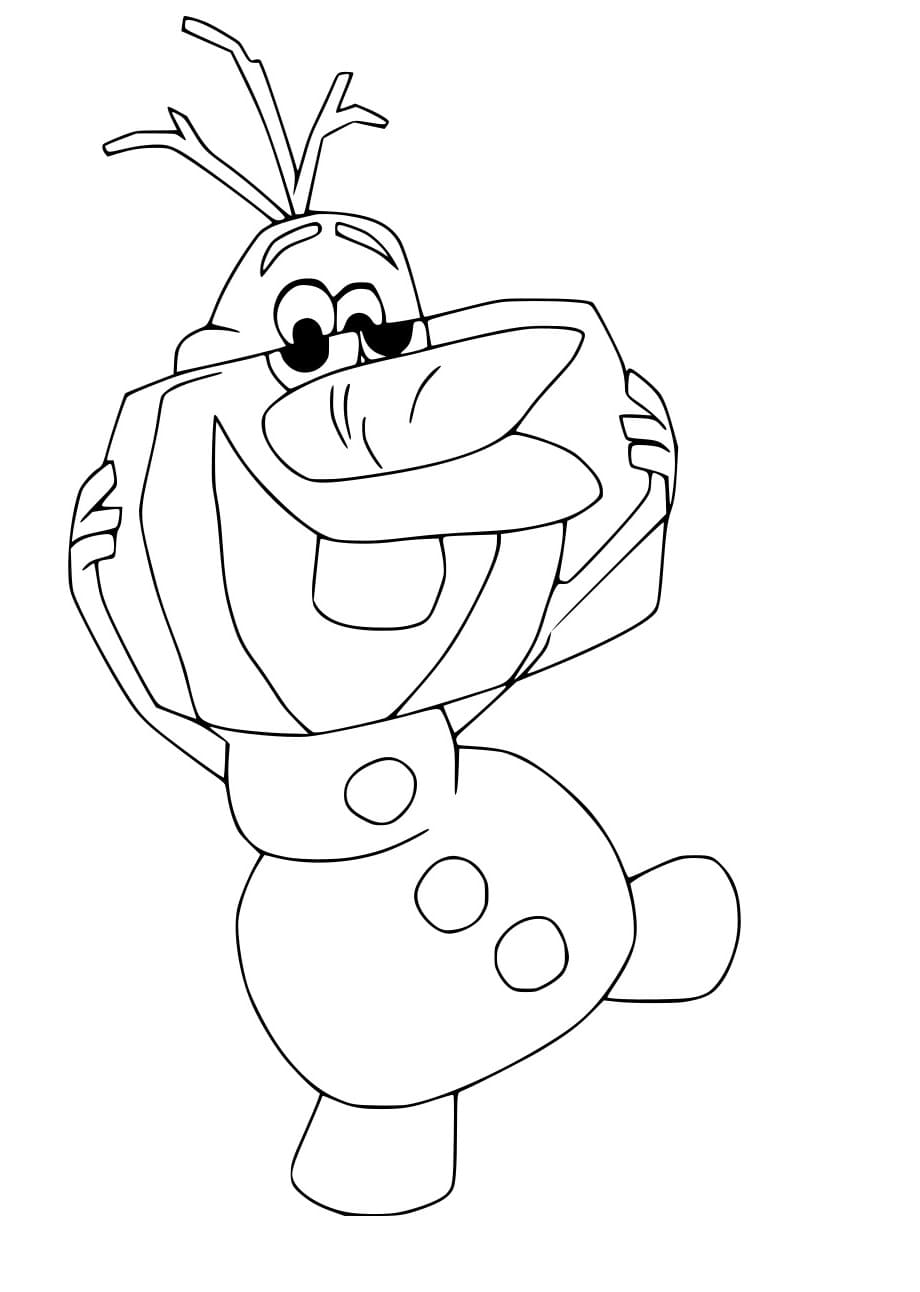 Desenhos de Olaf segura um bloco de gelo para colorir