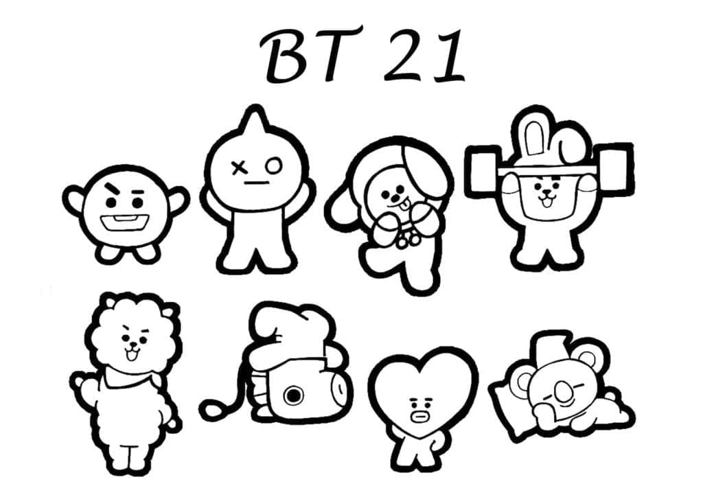 Desenhos de Personagens fofinhas do BT21 para colorir