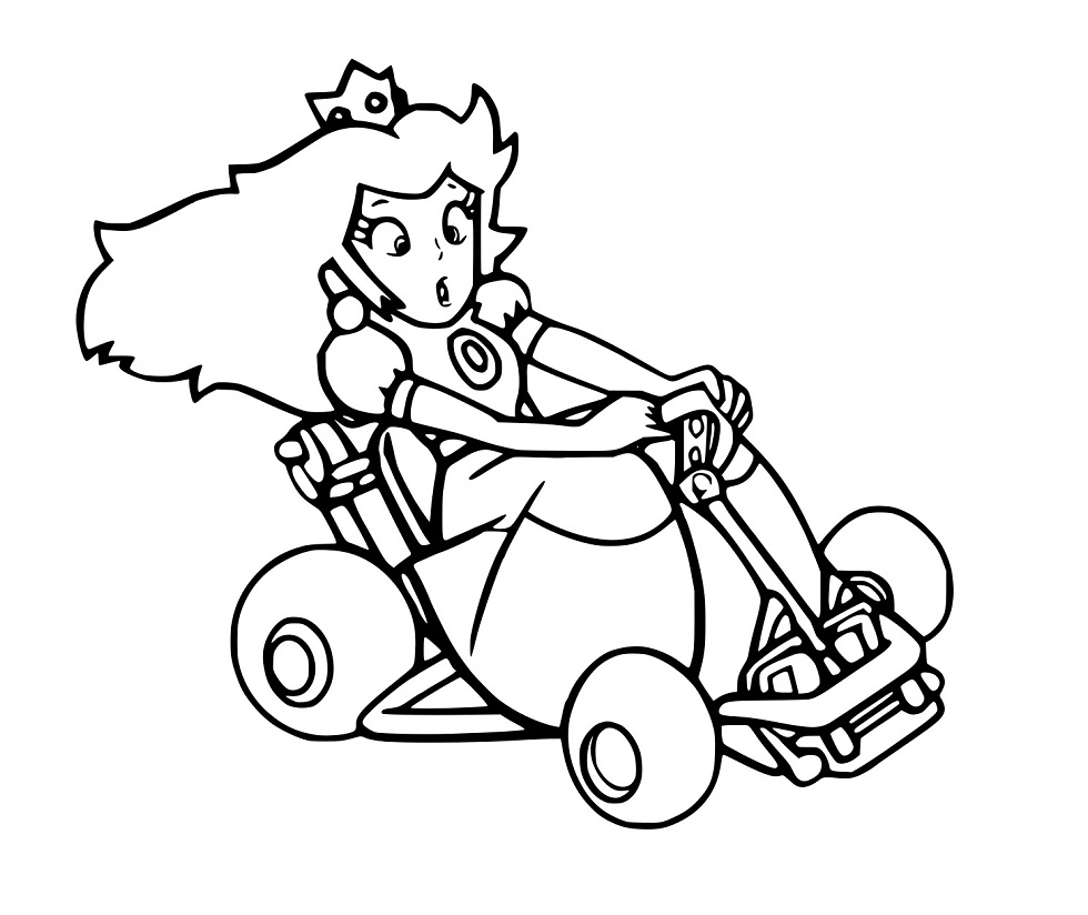 Princesa Peach no Kart para colorir