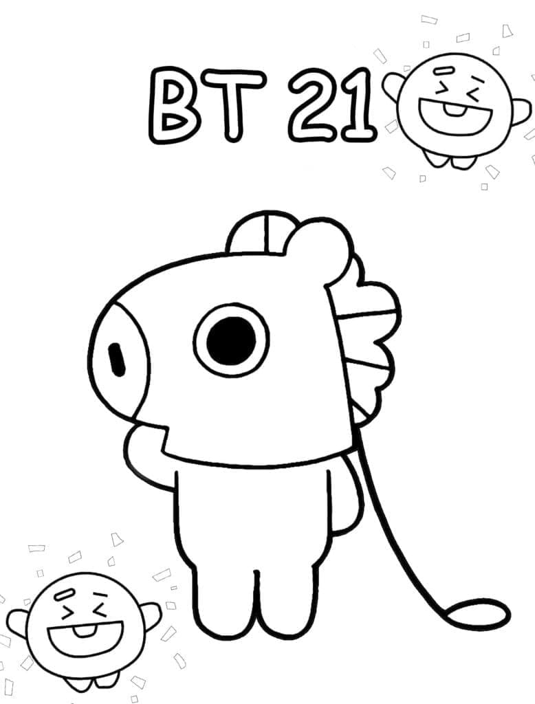 Desenhos de Shooky e Mang do BT21 para colorir