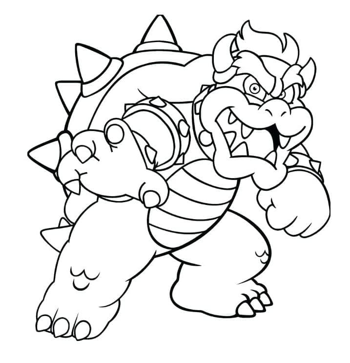 Desenhe Bowser grátis fácil para colorir