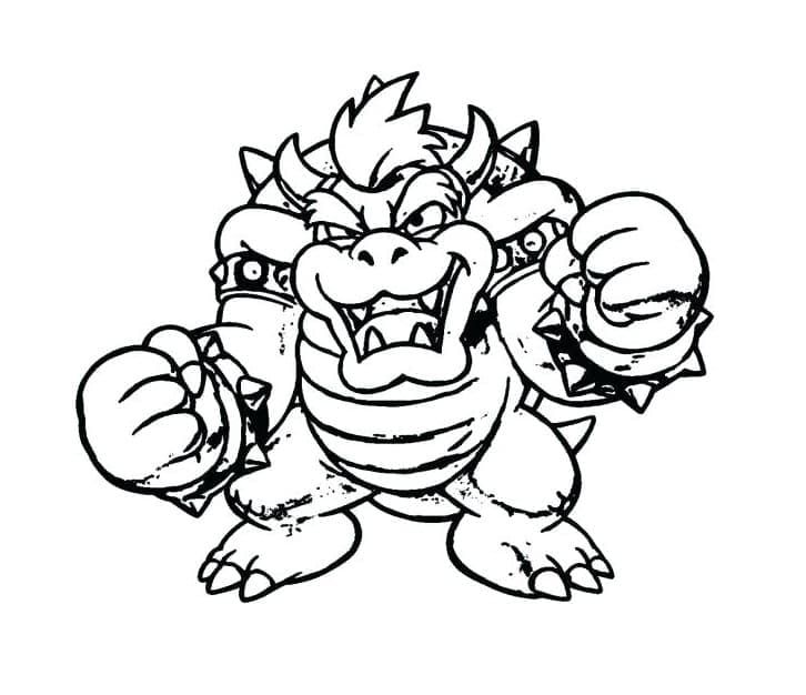 Desenhe Bowser para imprimir grátis fácil para colorir