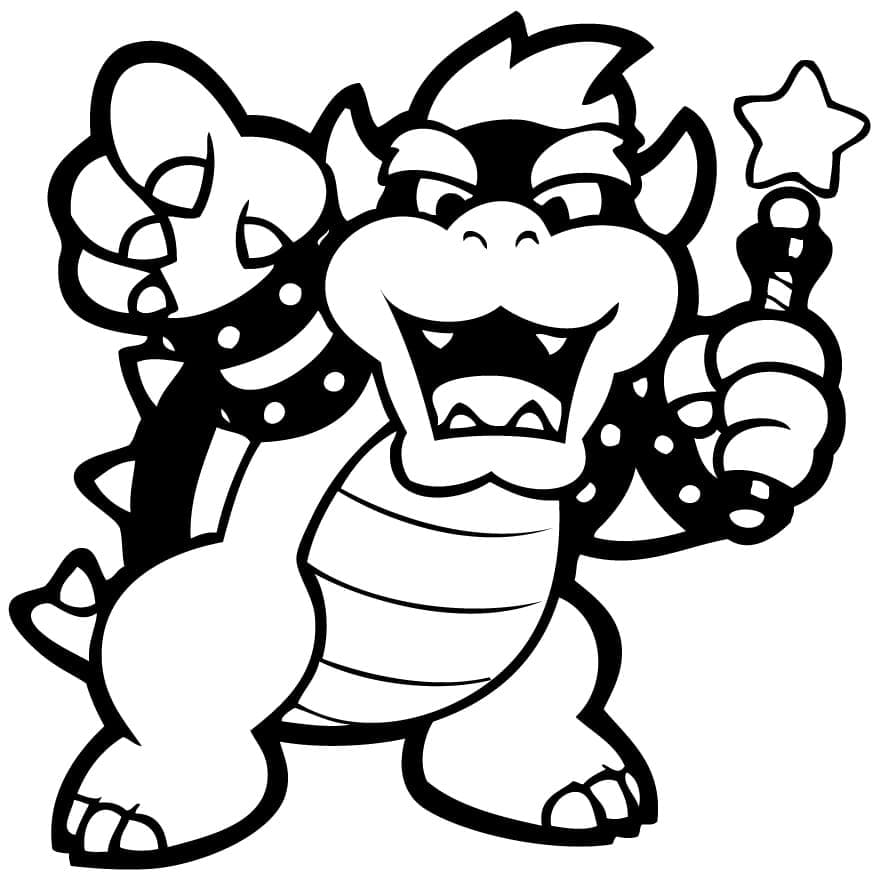 Desenhe um Bowser fofo para colorir