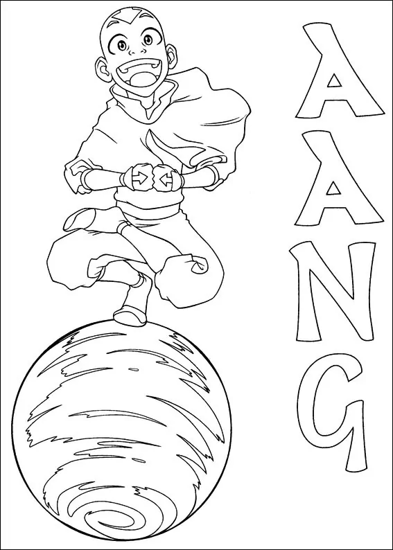 Desenhos de Aang com fone de ouvido para colorir