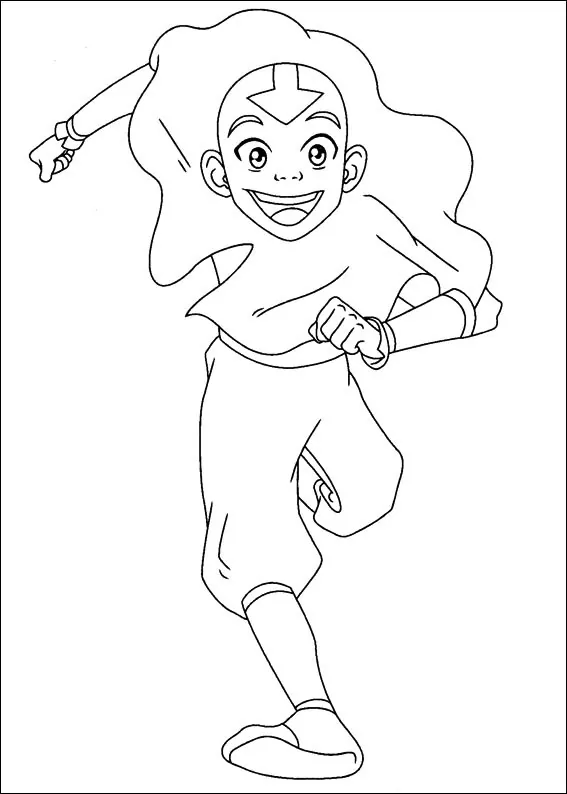 Desenhos de Aang correndo para colorir